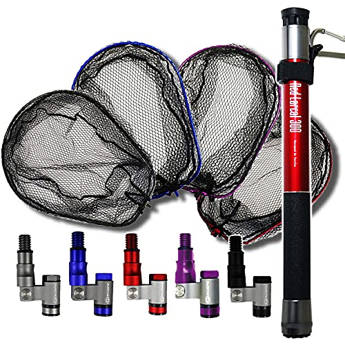 小継玉の柄 RED LARCAL300 ランディングネット M 3点セット (landingset-014)｜ネットガンメタ×ガンメタ 1枚目