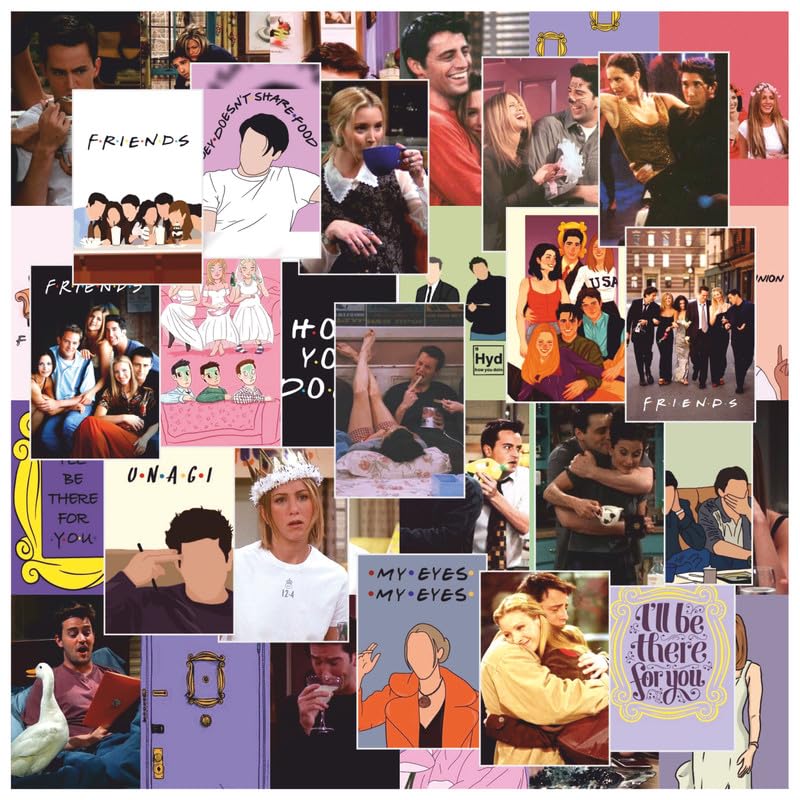 Image of POSTERONN Friends Inspired Wall Collage Kit 54 Premium 4x6 Posters TV Show Theme Aesthetic Wall Decor for Bedroom Dorm Living Room Cardstock Photo Prints with Glue Dots Gallery Decoration Set