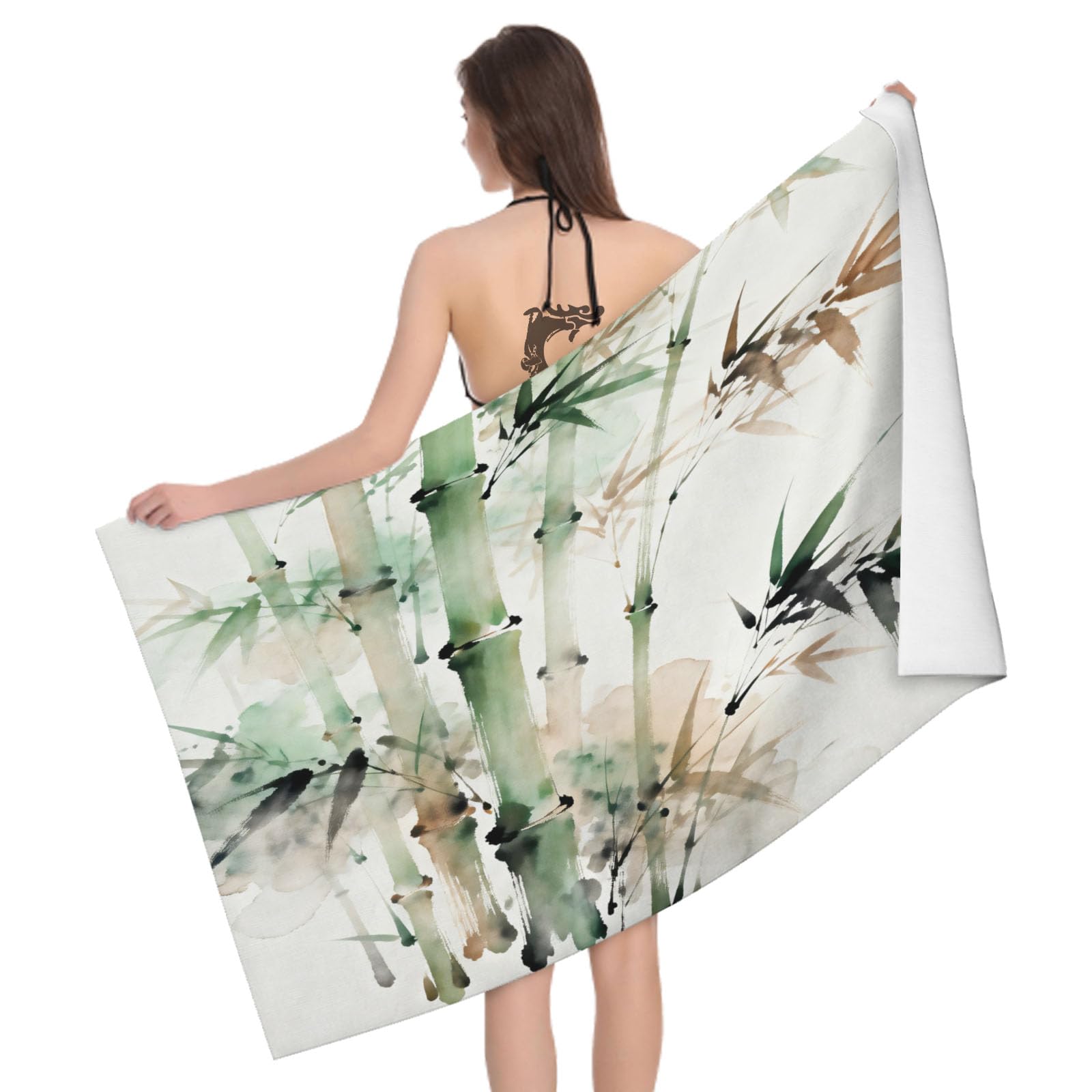 Leichong 3D Bamboo Beach Towel Large Microfiber Soft Quick Dry for Adults, Minimalistic Bath Towel Lightweight Soft Absorbent for Travel Swimming Pool Sports, 80 x 160 cm