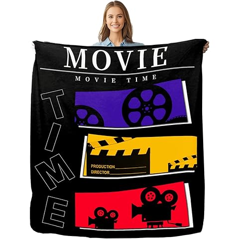 Movie Throw Blanket for Movie Lovers Adult Kids, Movie Theater Gifts Blanket Home R...