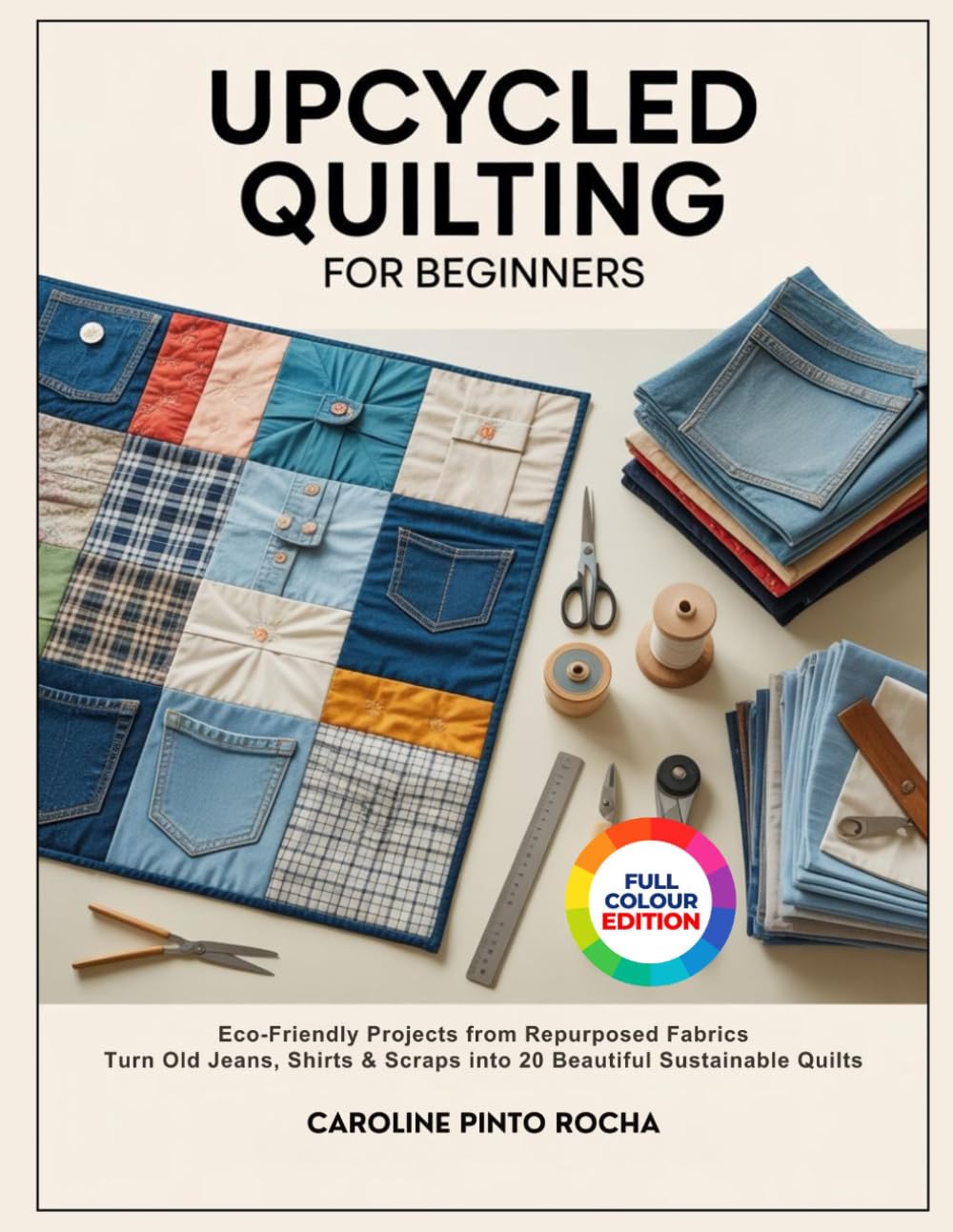 UPCYCLED QUILTING FOR BEGINNERS: Eco-Friendly Projects from Repurposed Fabrics Turn Old Jeans, Shirts & Scraps into 20 Beautiful Sustainable Quilts