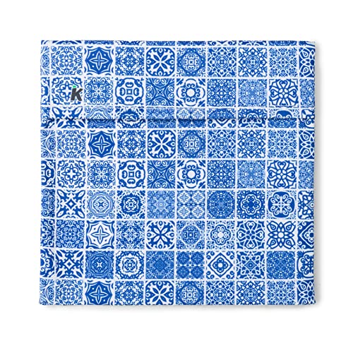 imaskki 3 x BOLSO PORTA BOCADILLOS REUTILIZABLE ECOLÓGICO COLOR GEOMETRIC BLUE (3 unidades)