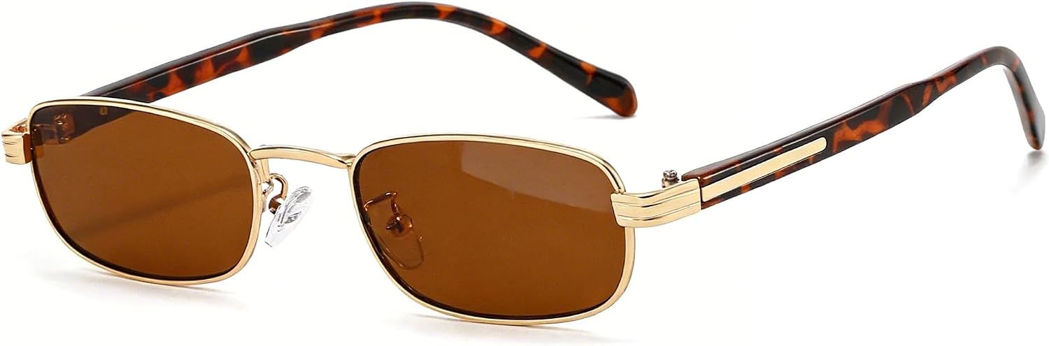 Chicid Trendy Rectangle Sunglasses for Women, Retro Small Thin Slim Narrow Sunnies
