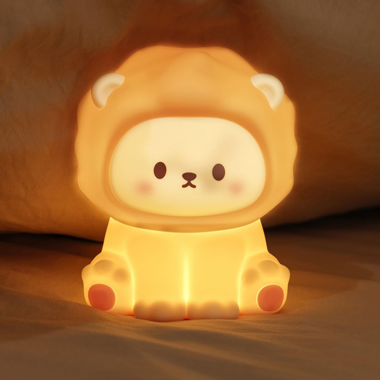 Niedliche Löwen-Cartoon-Kinderzimmer-Nachtlichter, große Katzen-Design, sicheres Silikon, weiche LED-Kinderzimmerlampe für Kleinkinderzimmer-Dekoration