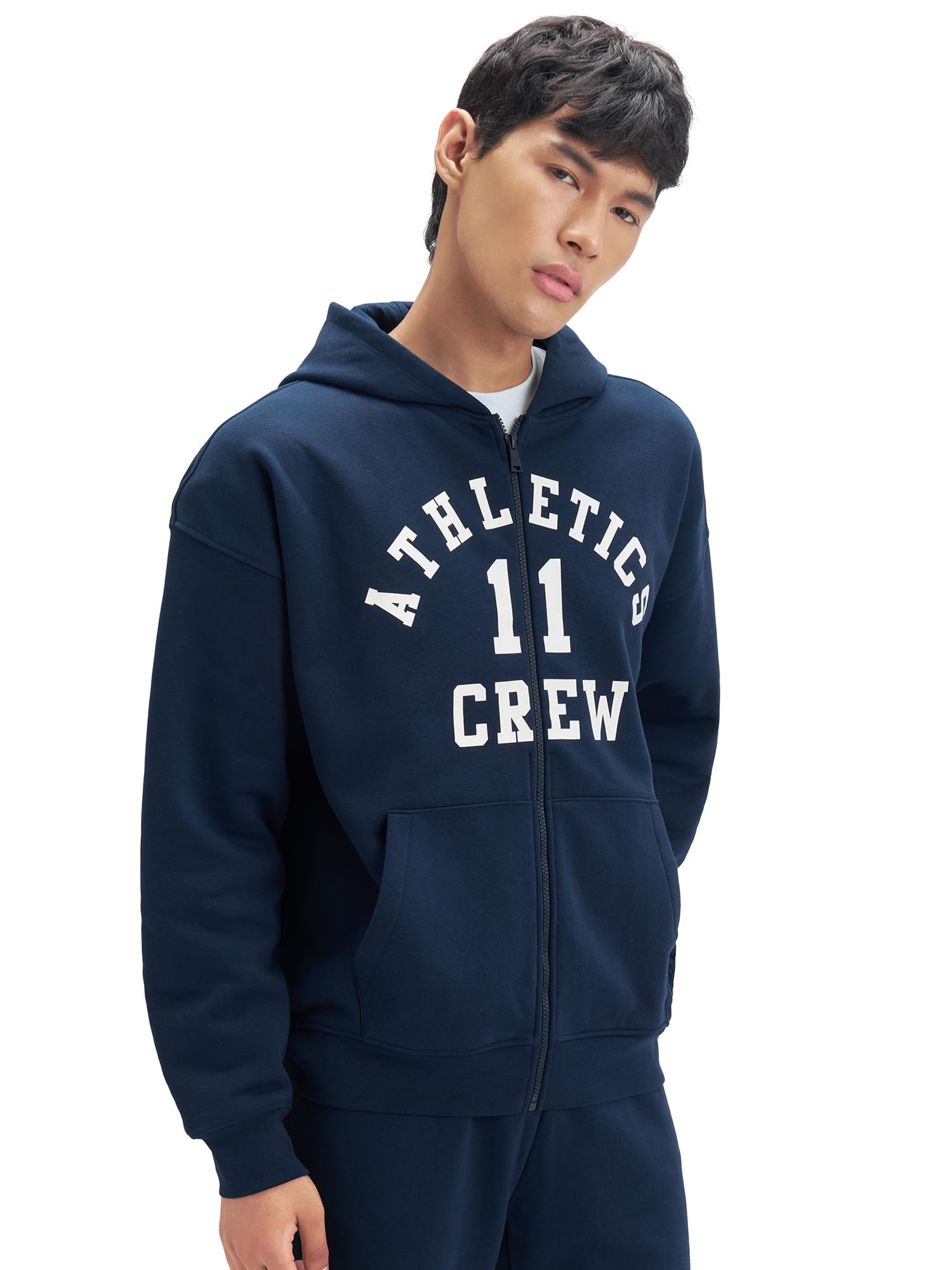 XYXX Crew Men's Cotton Blend Hoodie| Long Sleeves| Zipper Hoodie| Solid-Oversized with Side Pocket-image-28