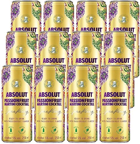 Absolut Passionfruit Martini Vodka Pre-Mixed Drink Can, 25 cl x12 (Case of 12)