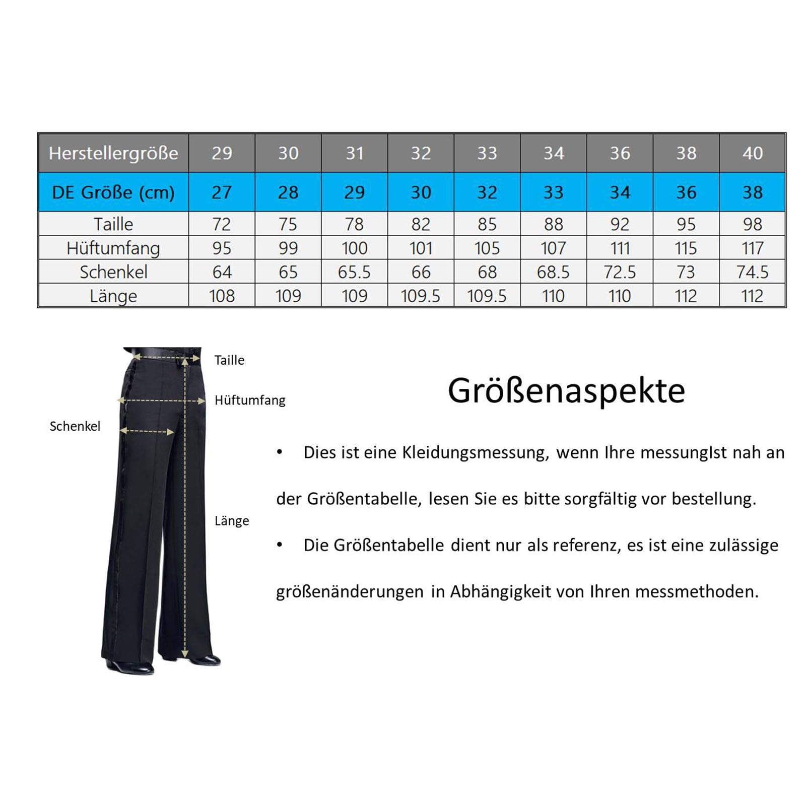 Hommes Noir Bande Latérale Straight Bottom Latino Ballroom Tango Pantalon de danse