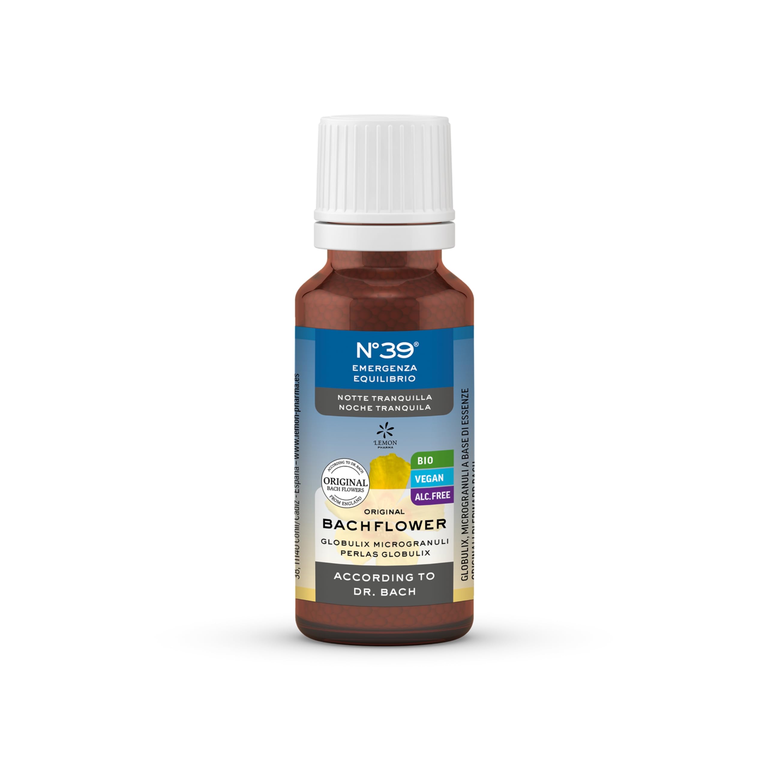 Lemon Pharma N° 39 Globulix Perlas Flores de Bach Noche Pacífica, 20 g – según el Dr. Bach, como parte de tu ritual nocturno con la fuerza de la naturaleza