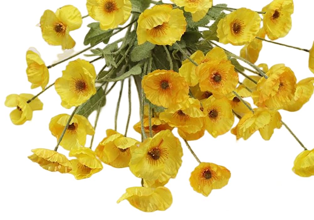 Corkwaw 6 Pcs 23.6" Artificial Poppy Silk Fake Flowers,PU Real Touch Silk Flower for Easter Memorial Day, Table Decorations - Image 4