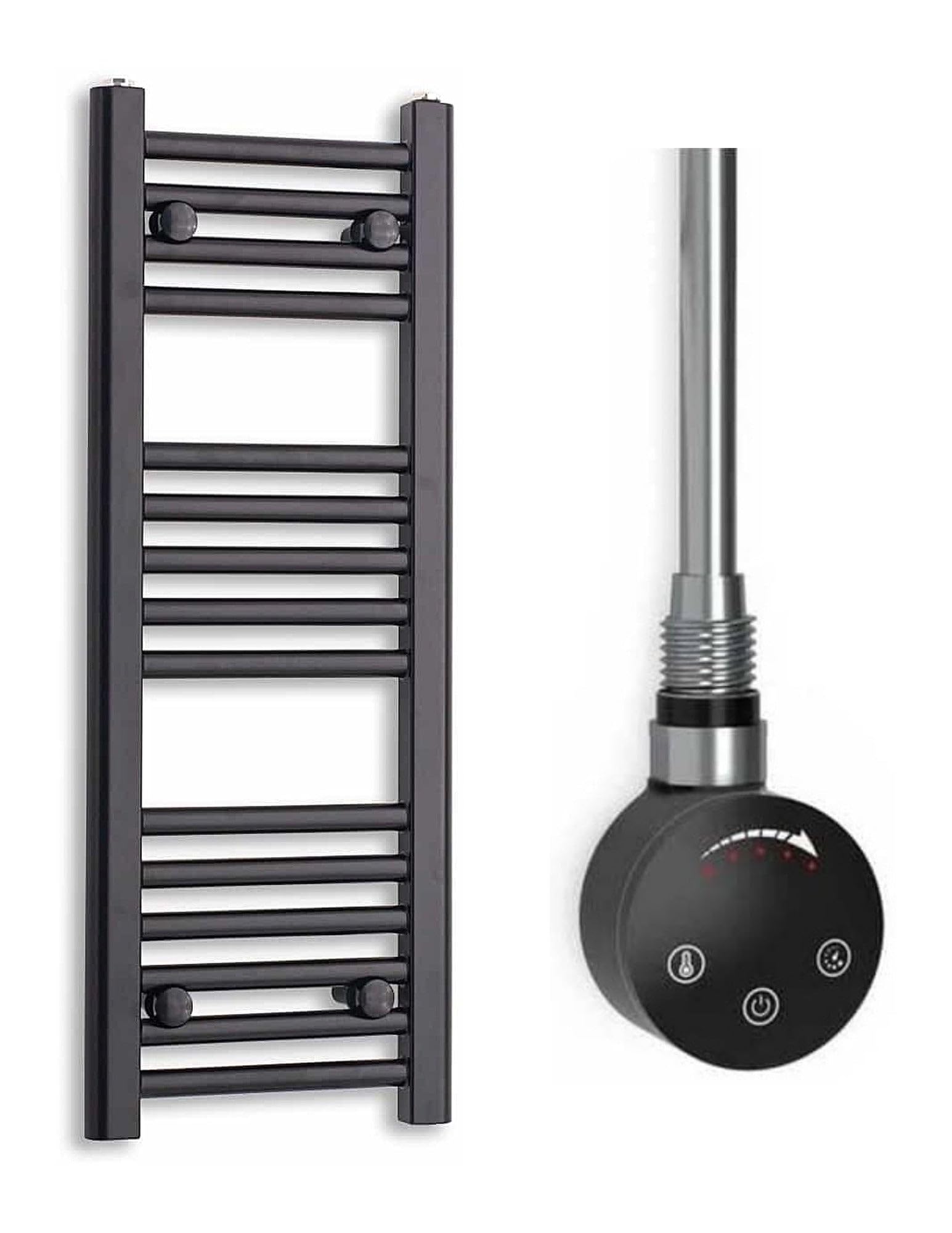 Radiador Toallero Eléctrico Negro 300 x 800 mm con Resistencia de 150 W, Precargado, Acero