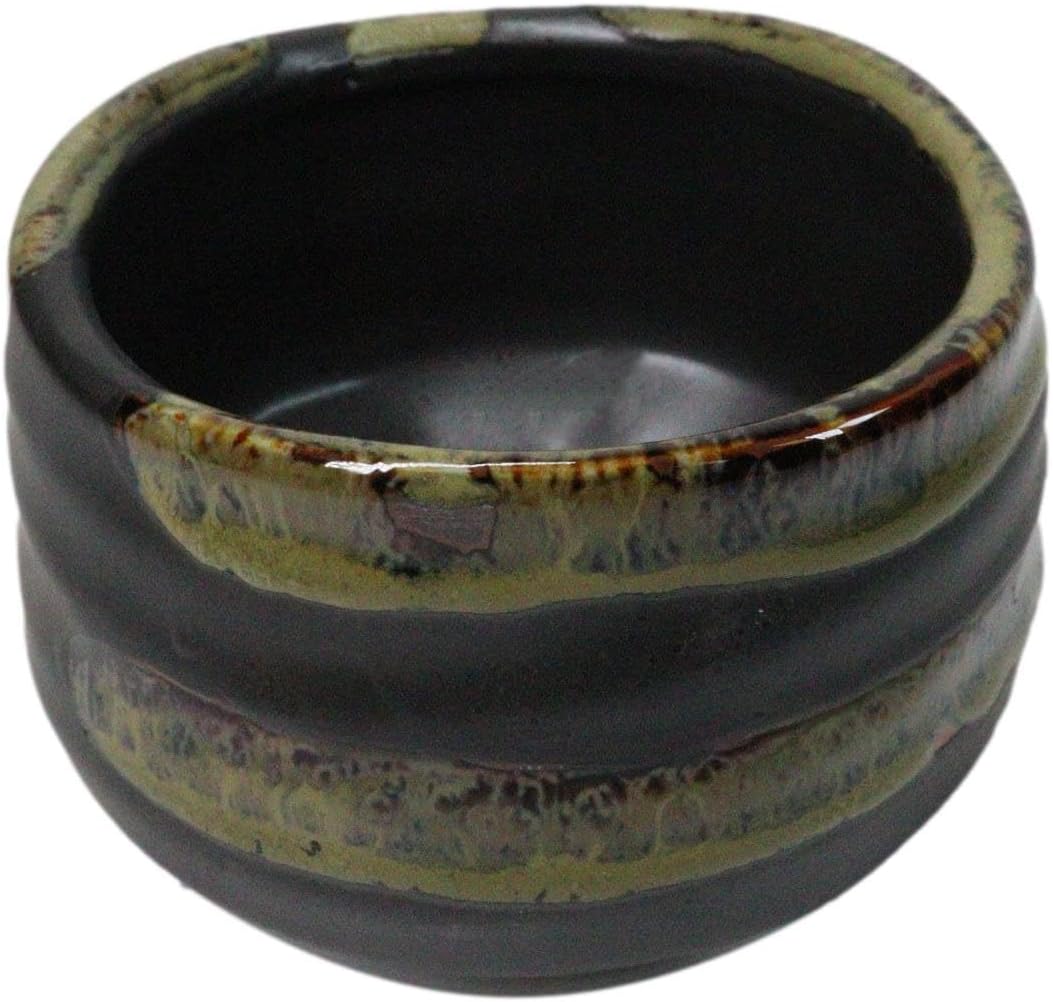 Ebros Gift Traditional Japanese Glazed Ceramic Pottery Matcha Tea Bowl 21oz Ceremony Set With Bamboo Whisk and Spoon 4 Piece Set Gift Ideas For (Green Earth Harmony)