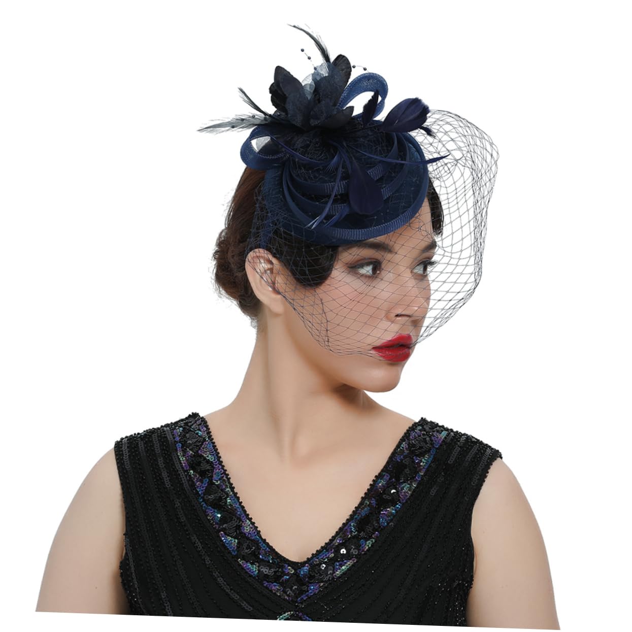 FRCOLOR 5pezzi Fascinator Elegante per Donne Cappello Cerimonia Multifunzionale Accessorio per con Clip Rimovibile per Feste Te Matrimoni e Occasioni Speciali