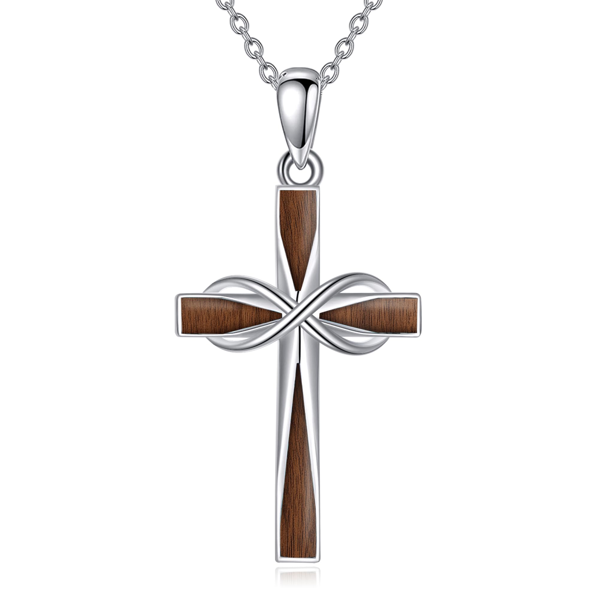 ONEFINITY Chaîne en argent sterling 925 avec pendentif en forme de croix de l'infini - Bijou religieux - Cadeau pour homme et femme