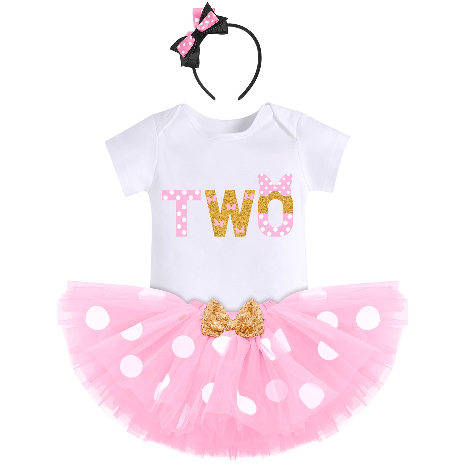 Polka Dots 1st 2nd 3rd Birthday Party Outfit for Baby Girl Princess Top+Tutu Skirt Dress up Photo Shoot Set