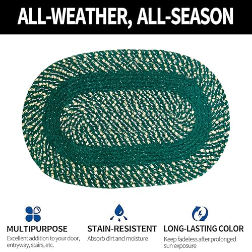 Image of Cotton Oval Door mats|Handmade Cotton Doormat | Quick Dry, Washable Door Mat for Home, Bathroom & Bedroom (33X53 CM)(G-P-C)