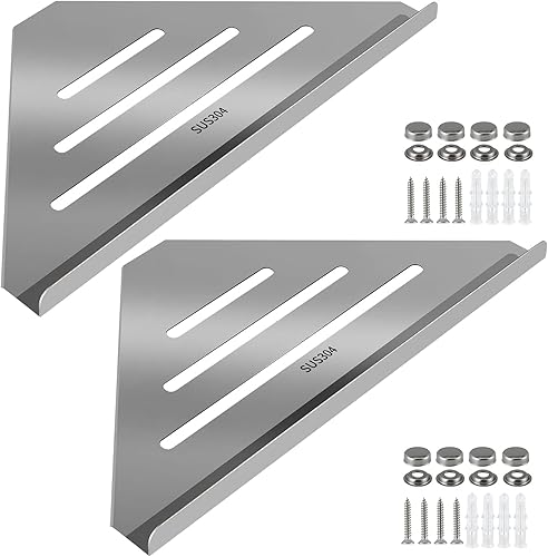 2 estantes esquineros de acero inoxidable 304 con tornillos, organizador de ducha triangular, soporte de jabón de montaje en pared para baño,