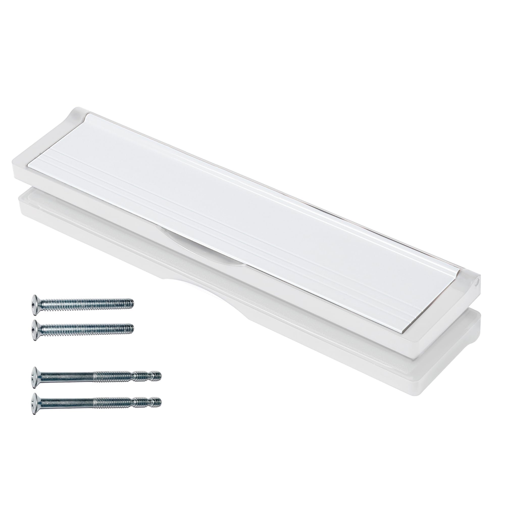 Keypak 12" (30.6cm) Sleeved Door Letter Box - Anti-Snap Flap & Draught Excluder for 40-80mm uPVC, Composite & Timber Doors (White)