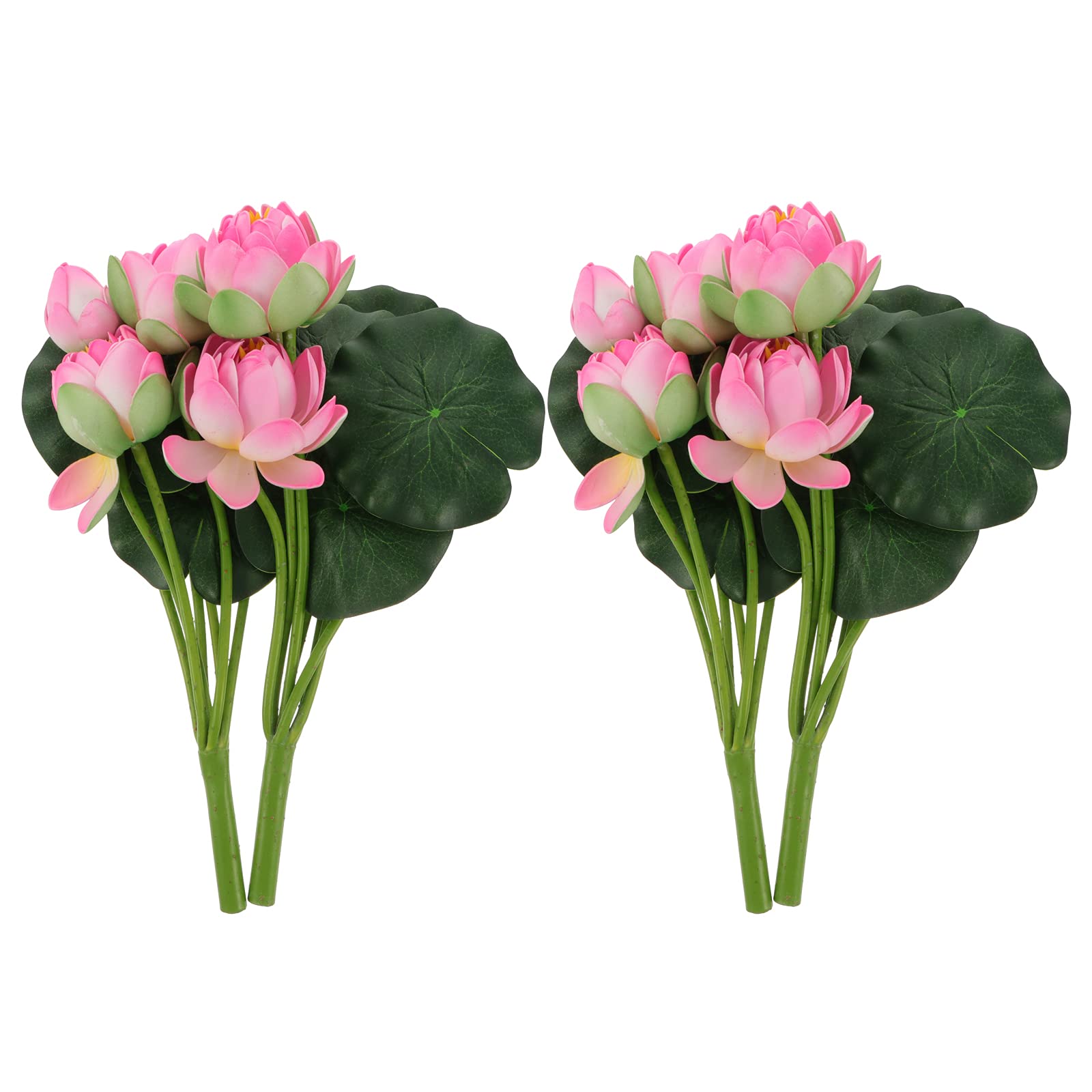 LIFKOME Artificial Flower Branches Artificial Lotus Flower Bouquets Simulation Water Lily Long Stem Fake Lotus Branches 2pcs for Home Pond Garden Decor Pink Faux Flower Arrangements