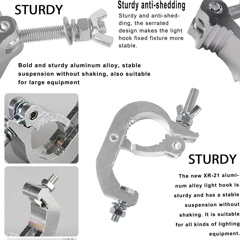 Dispositivo de Suspensión,Truss O Clamps Aluminio,Truss Clamp Abrazadera para Luces de Escenarios,6PCS Garra para Truss con Diámetro 40-52mm con una Carga Máxima de 150-200kg para Luz Par,Cabeza Móvil