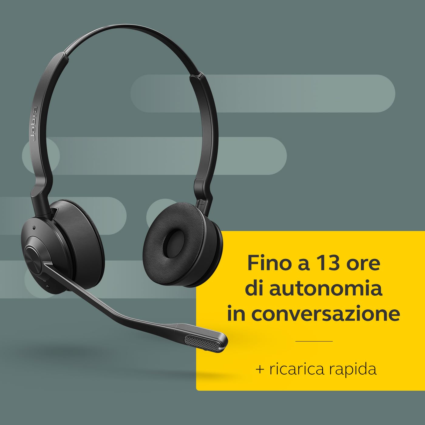 Jabra Engage 65 SE Stereo Wireless Headset Chiamate professionali, DECT Security, batteria da 13 ore, comfort per tutto il giorno con base, alimentatore, cavo USB-C, certificato Microsoft