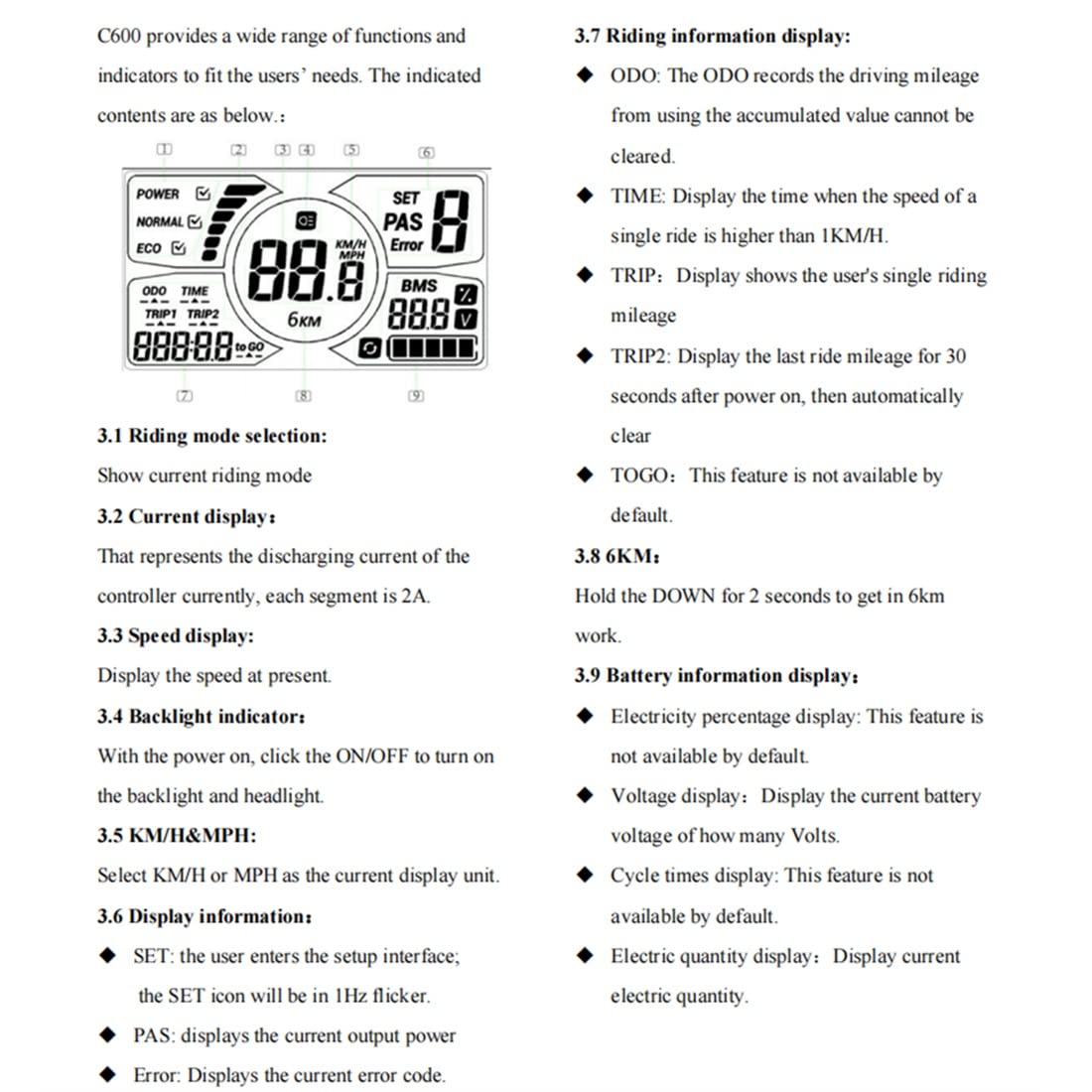 5S Protokoll 24V 36V 48V LCD C600 GroßEs 4 GroßEr Bildschirm Fahrrad Display mit Wasserdichtem Anschluss