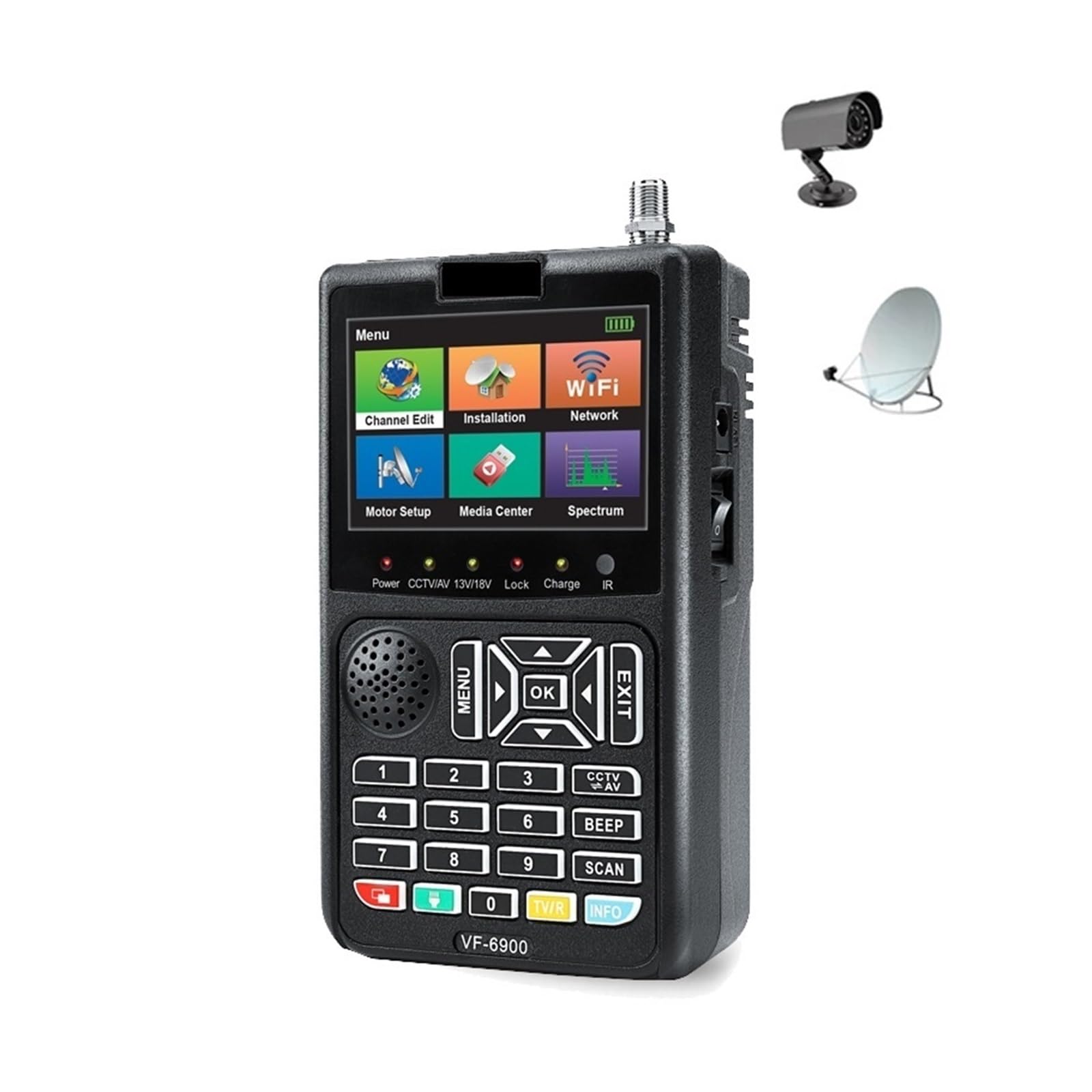 Cercatore satellitare, Rilevatore di segnale digitale Satlink Schermo LCD Ricevitore DVB for misuratore satellitare QPSK Messa in servizio antenna terra(VF-6900)