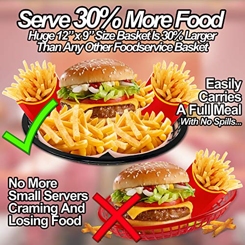image for NextClimb Restaurant Basket Fast Food Baskets - HUGE 12” x 9” SIZE