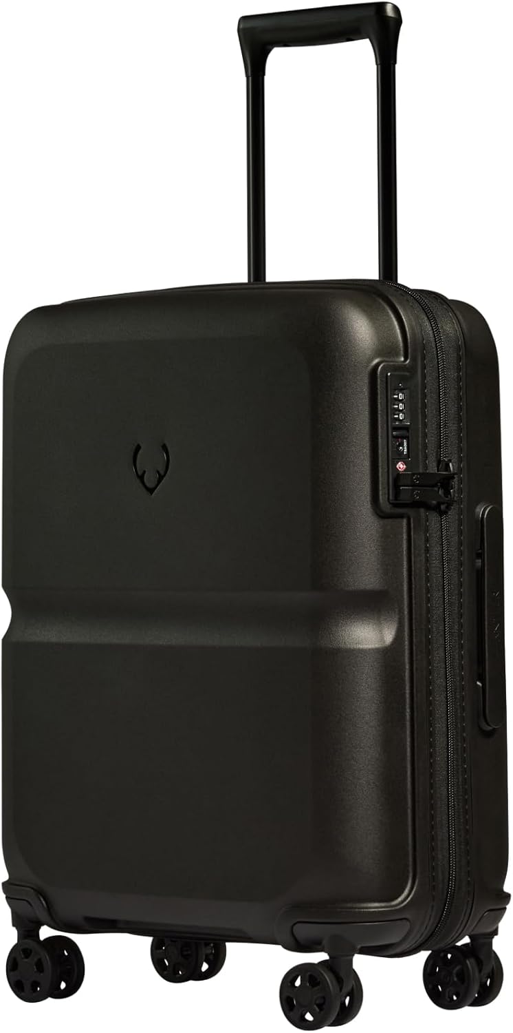 ANTLER – Single Stripe Hard Shell Cabin Suitcase, 55x40x20cm 39L, Lightweight, 4 Spinner Wheels – Adjustable Handle, Carry On Luggage Approved by easyjet, Ryanair & British Airways, TSA Lock – Black
