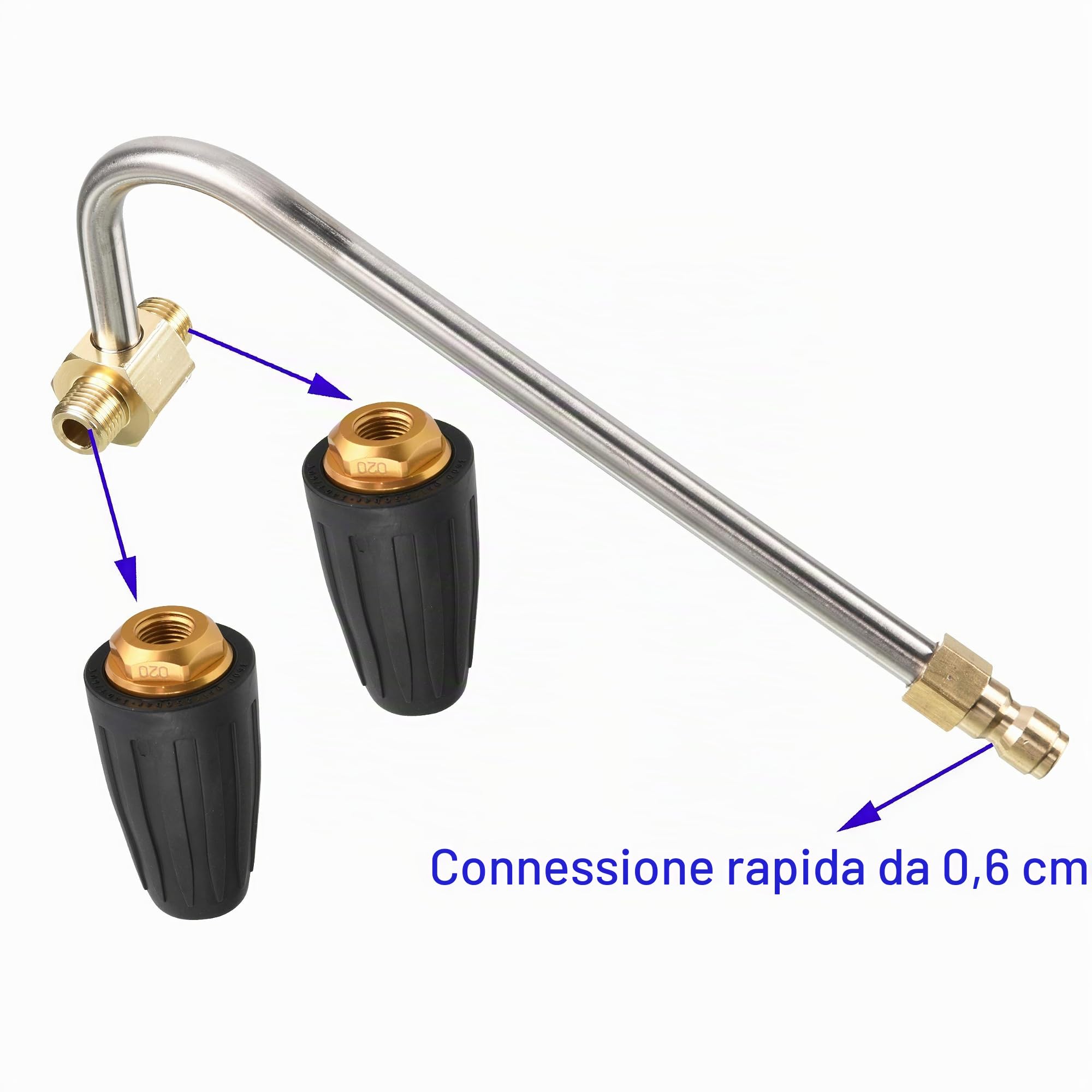 Tool Daily Attacco pulitore grondaia per idropulitrice, 2 ugelli turbo rotanti, connessione rapida da 1/4", 3300 PSI