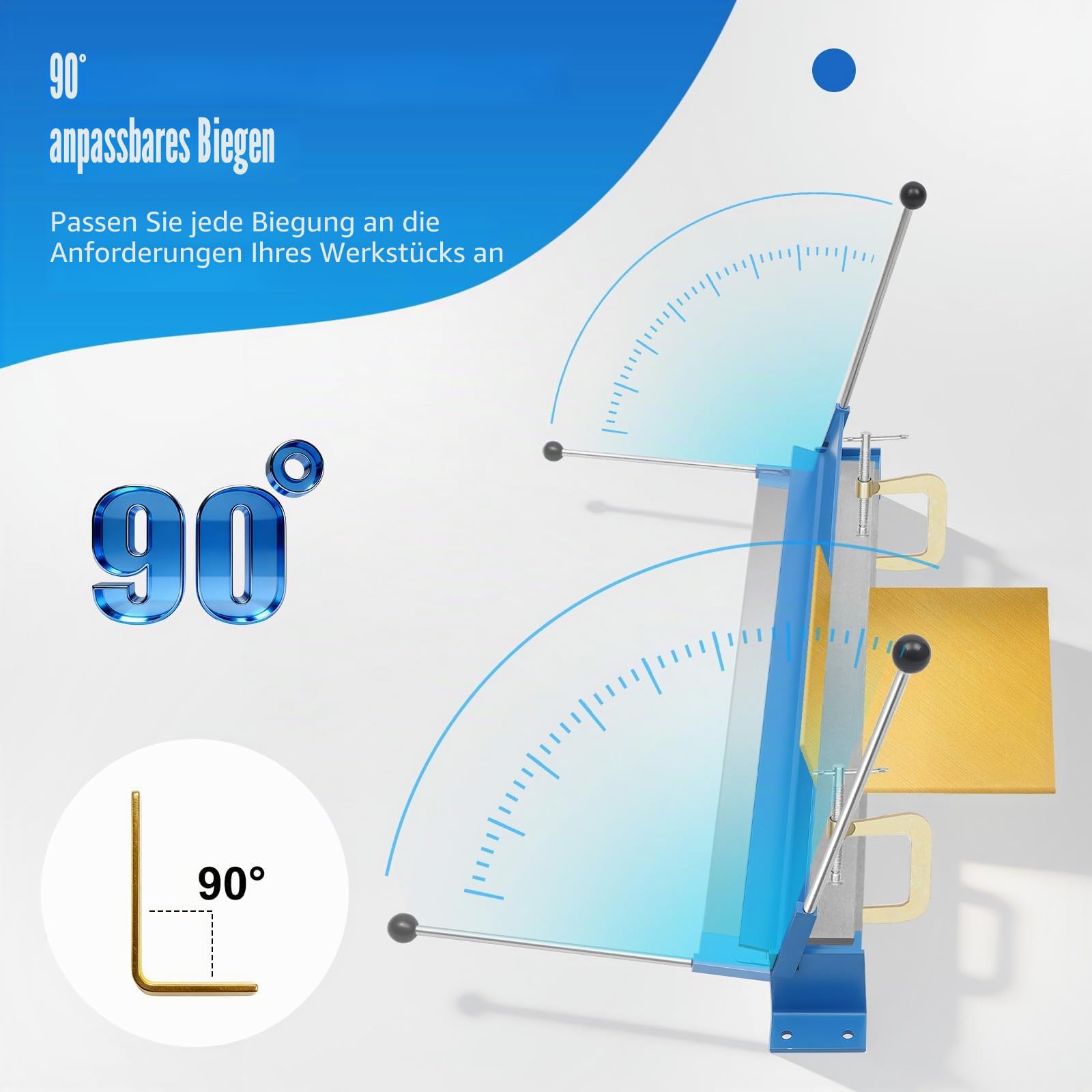 Abkantbank Manuelle Blechbiegemaschine Kantbank Biegemaschine max. 90° Biegewinkel Schraubstock für Bleche Maximale Biegebreite 910mm