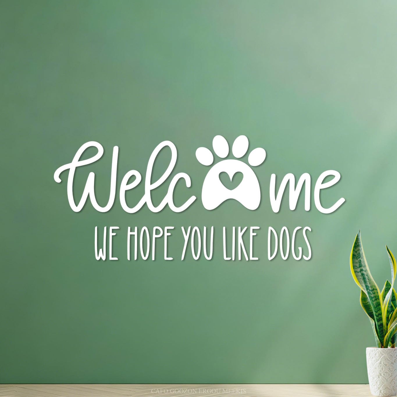 Ergou Stickerdecal-83720 Welcome To Our Homewelcome We Hope You Like Dog Wall Decals Paster Paper 30X69.6cm Store Decoration White