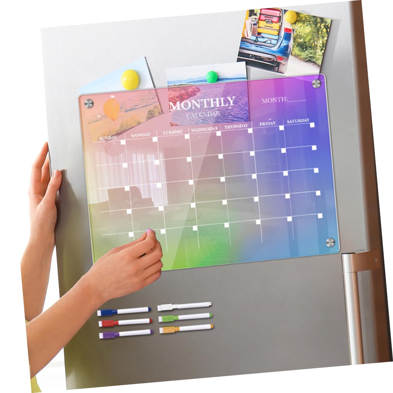 STOBOK Monatsplaner Trocken Abwischbar Aus Magnetischer Kühlschrankkalender Essensplanungstafel Monatliches Whiteboard Für Küchenplanung