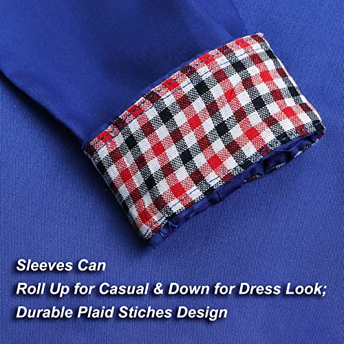 Image of SANGTREE Mens Long Sleeve Button Down Shirt Solid Casual Solid Dress Shirts Royal Blue, 3XL