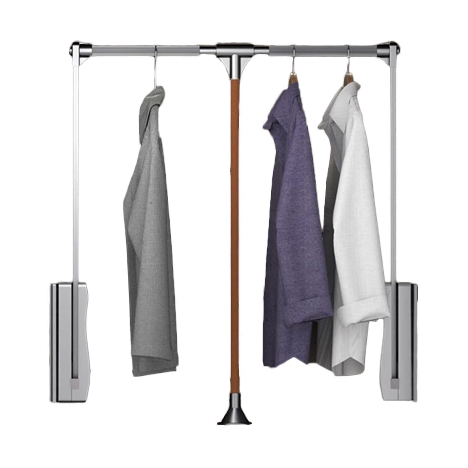 AYCDL Extendable Clothes Rail - Adjustable Double Hanging Rod with Quiet for Space-Saving Wardrobe,Grey-510-660mm