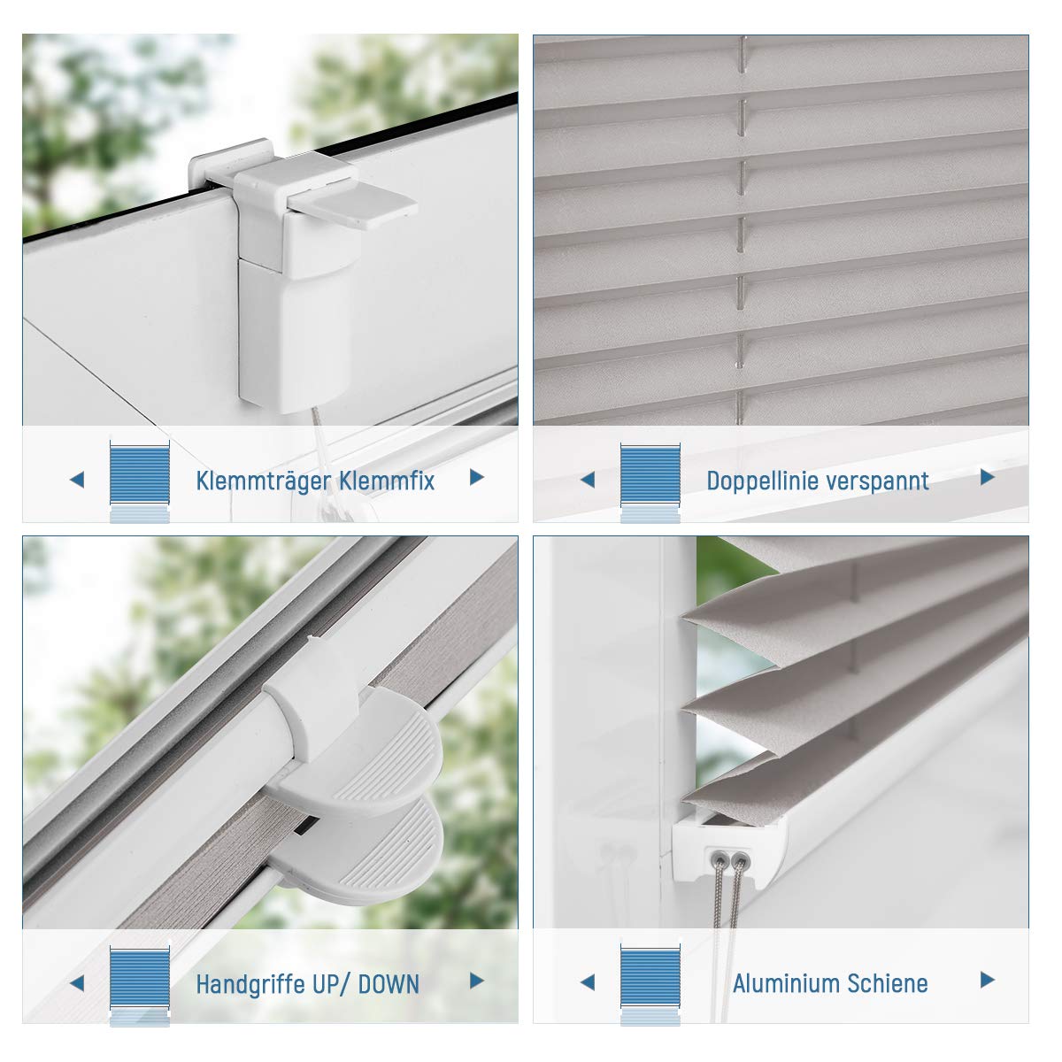 Allesin Plissee Ohne Bohren - Klemmfix Plisseerollo 45x80cm Weiß