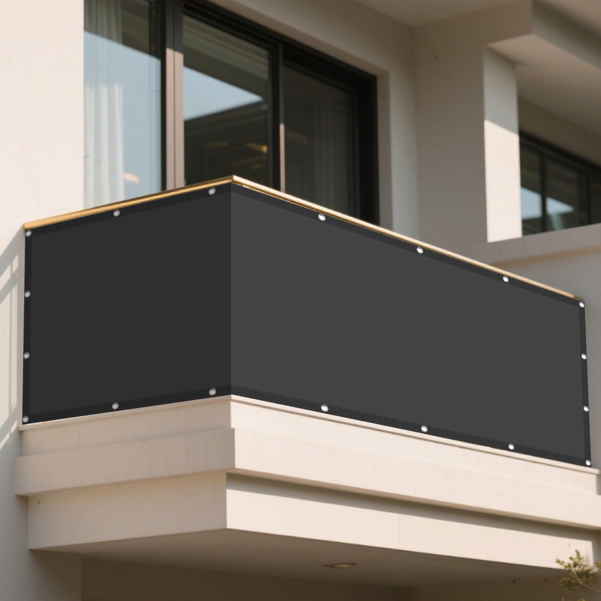 Voile d'ombrage imperméable et antidéchirure gris foncé pour balcon et patio
