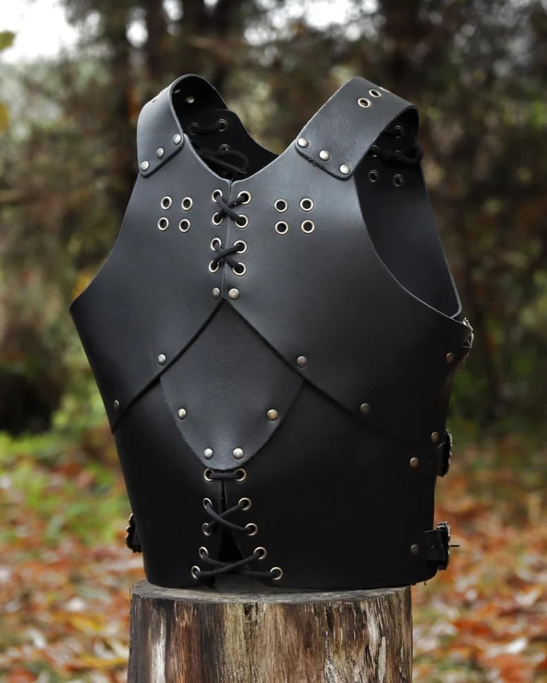 Leather Torso Armor Viking Cosplay Leather Breastplate Jacket Medieval Armour for LARP Halloween Party