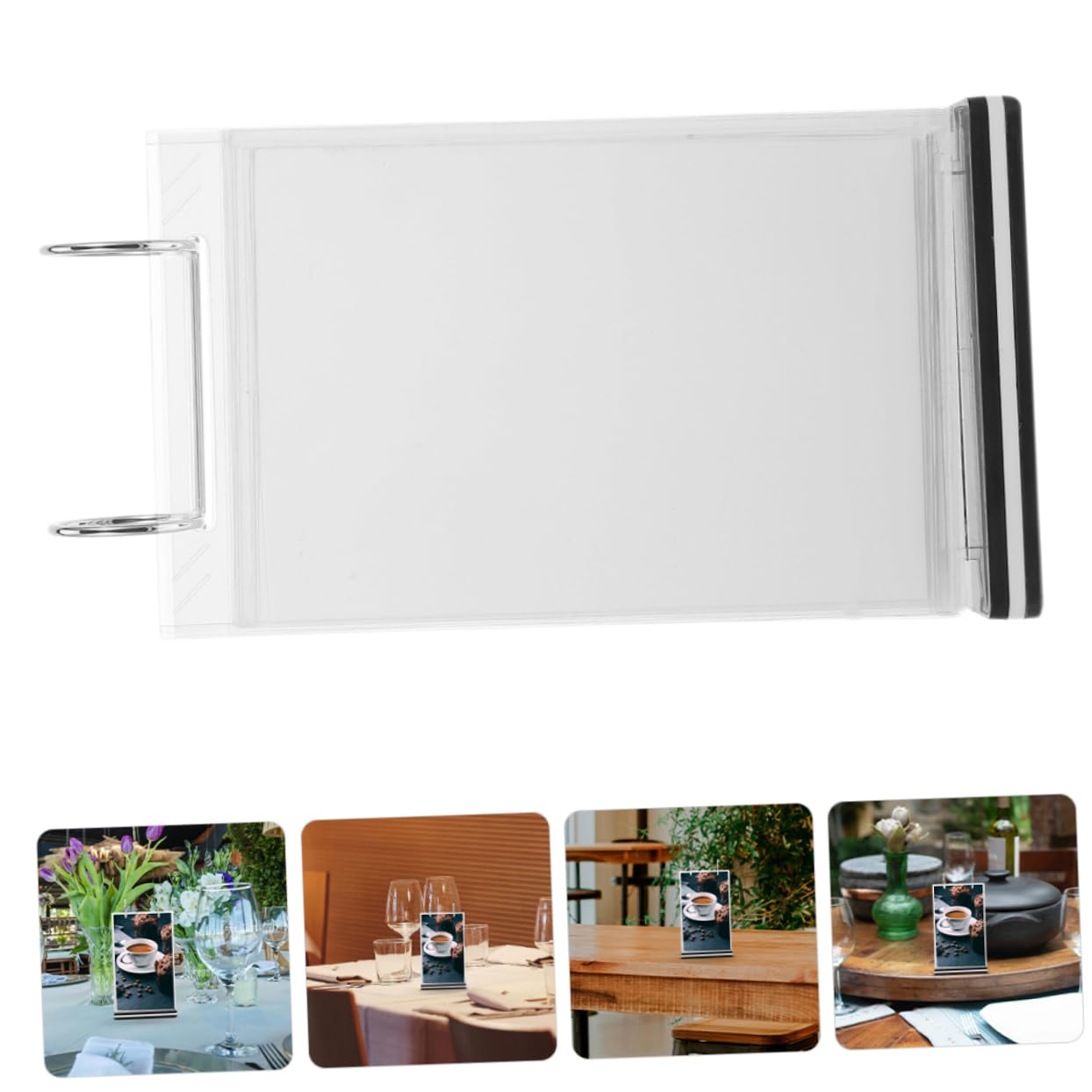 Soporte Abatible para Menú de Mesa 2 Piezas Pvc y Hierro