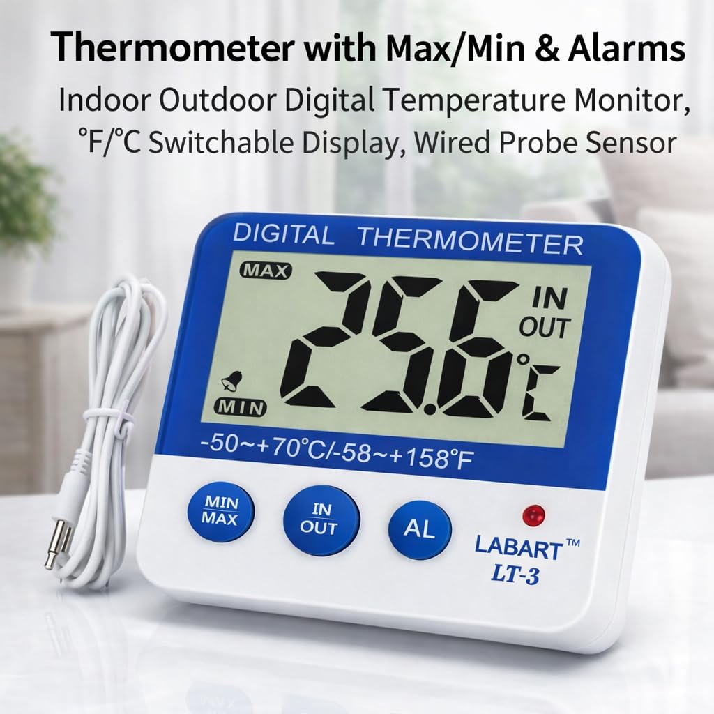 Fridge Freezer Thermometer - Monitor Temperature & Humidity -6