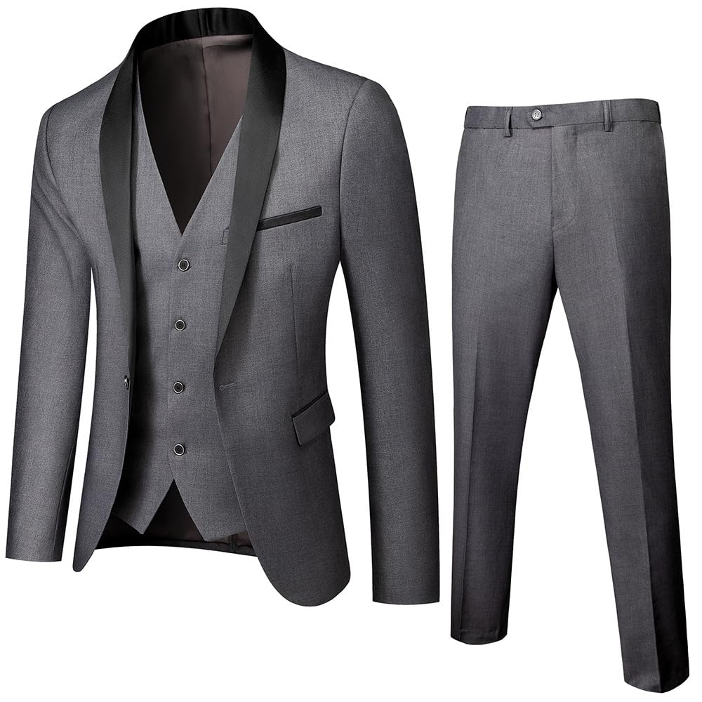Traje de novio clásico de 2 piezas para hombre, ajuste delgado, 1 botón, solapa y pantalones