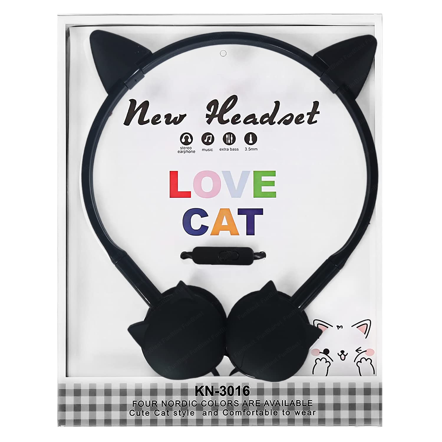 Funblast Earphone For Kids – Cute Cat Wired Earphone, Headphones For Kids Girls Gifts Headphone For Smartphone, Gaming Headphone, Stereo Earphone, Stylish Headphones For Girls/Boys (Black) – Over Ear Funblast Earphone For Kids – Cute Cat Wired Earphone, Headphones For Kids Girls Gifts Headphone For Smartphone, Gaming Headphone, Stereo Earphone, Stylish Headphones For Girls/Boys (Black) – Over Ear