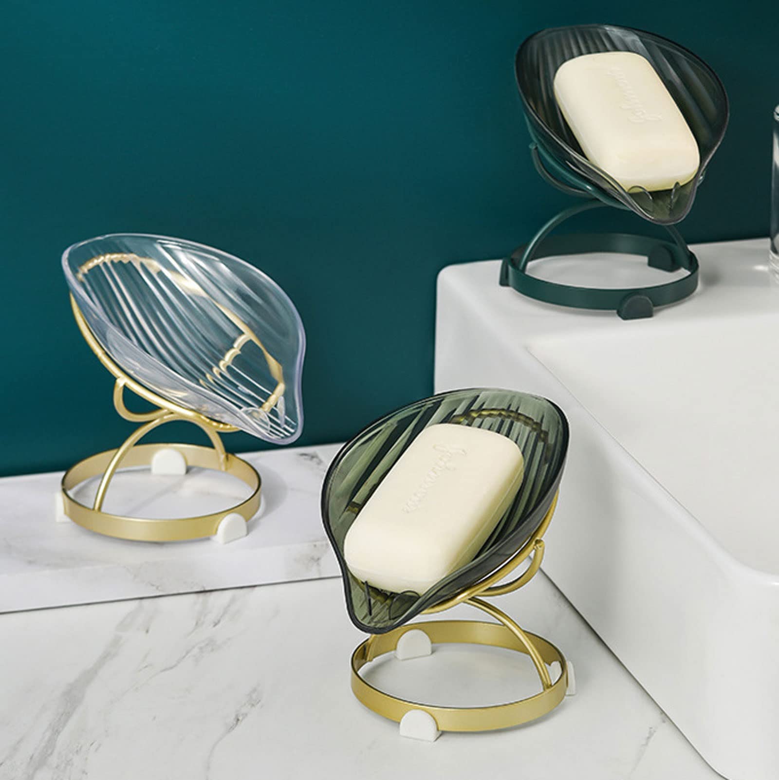 Jabonera con Base Engrosada Mejorada, Bandeja de jabón con Forma de Hoja, Creativa y Decorativa, de plástico, para Ducha, baño y Cocina