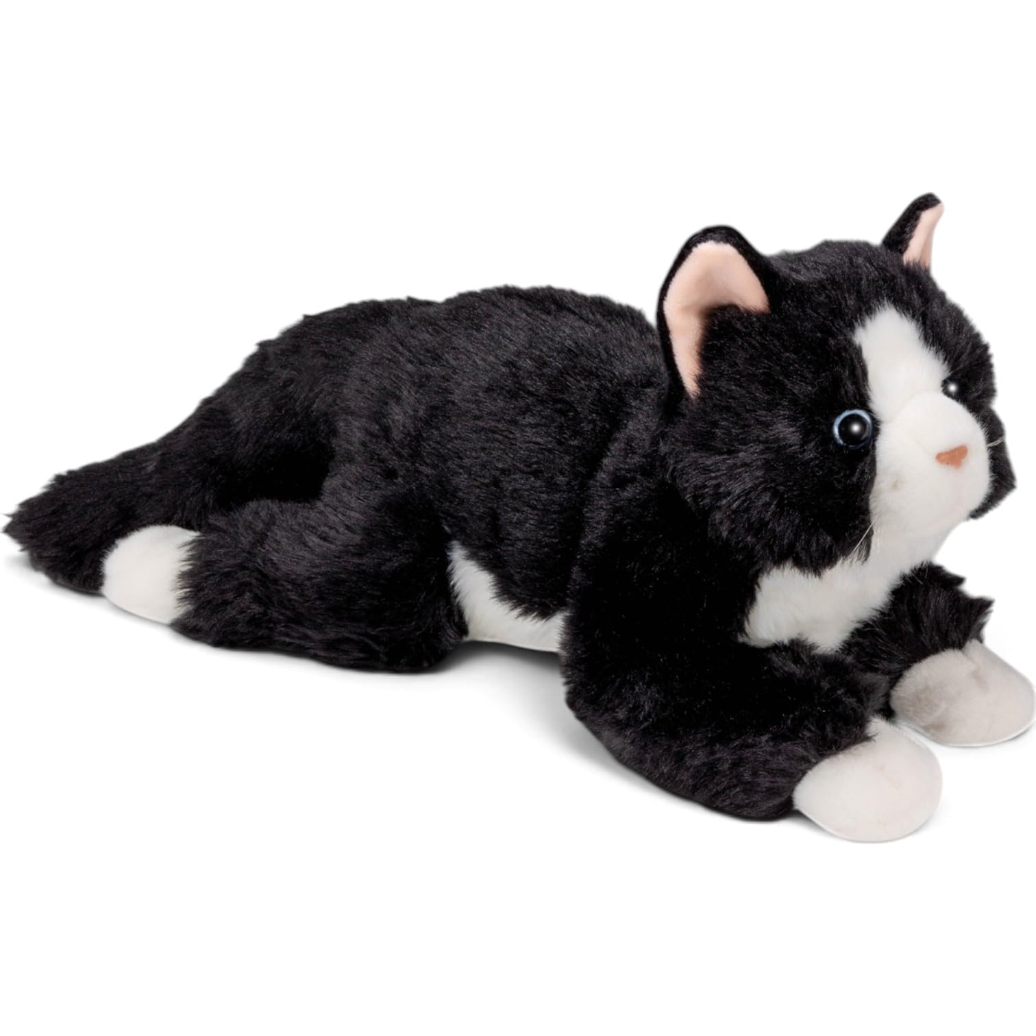 Carl Dick Katze liegend, schwarz-weiß, Plüschtier, Kuscheltier, ca. 30cm, 40cm Gesamtlänge 3558