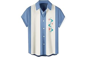 Men's Short Sleeve Casual Button Up Hawaiian Shirts 1950s Vintage Bowling Shirts