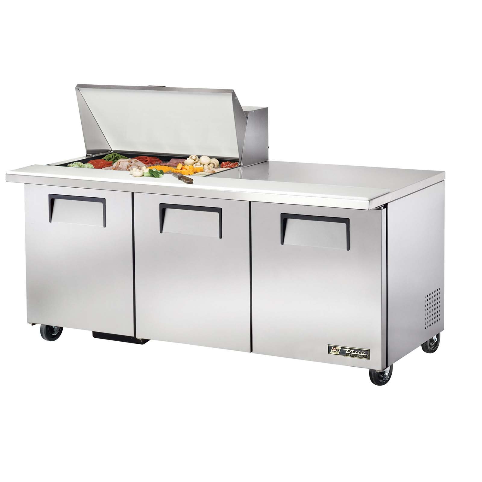 True Mega-Top S/S 19 Cu Ft 15-Pan Top Sandwich/Salad Unit by True Decor – 19.0 cubic_feet, Stainless-Steel, Model TSSU-72-15M-B