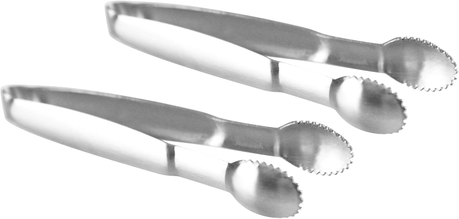 HOMEX Silver Sugar Tongs, Mini Serving Tongs for