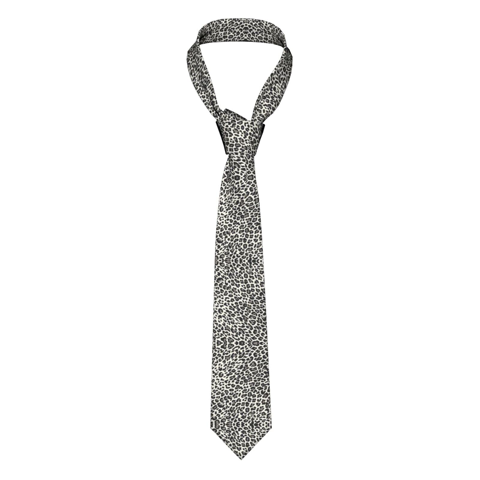 Aseelo Unisex Black Leopard Print Black White Snake Skin Polyester Necktie Men's Tie Great For Weddings, Groom, Groomsmen, Missions, Dances, Gifts., One Size