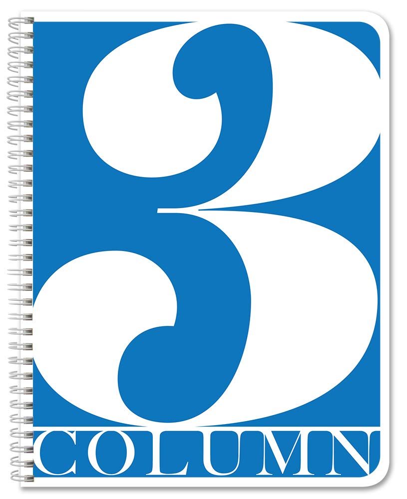 BookFactory 3 Column Book/Columnar Logbook/Notebook (3 Columnar Book Format) - 100 Pages, 8.5" x 11", Wire-O (COL-100-7CW-PP-(Column-3))