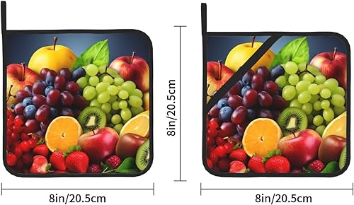 Miniatura 2 de Juego de 2 soportes para ollas con estampado de frutas, resistentes al calor, almohadillas calientes gruesas con bucle, resistentes al calor,