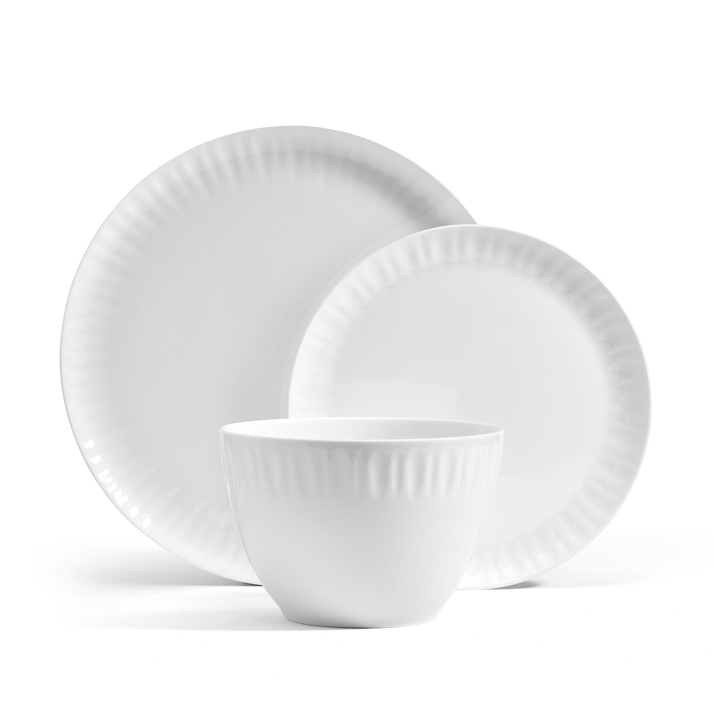 Mikasa Franklyn Bone China - Vajilla de 12 piezas resistente a las astillas, servicio para 4